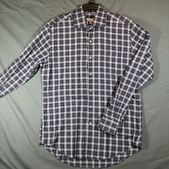 Peter Millar Button Down Shirt Men's Size M Blue Plaid Long Sleeve - Picture 1 of 7
